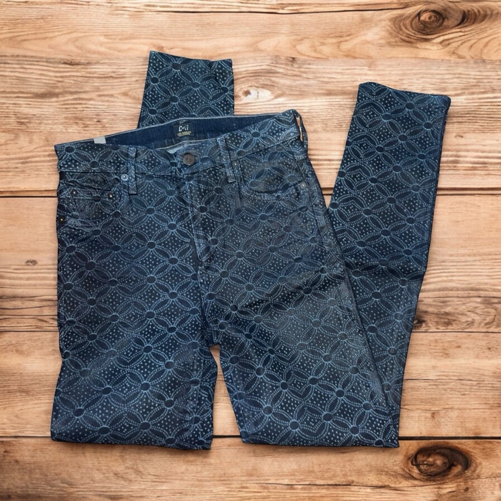 Citizens of Humanity 27 Rocket Wax Coated Geometric High Waist Skinny Jeans